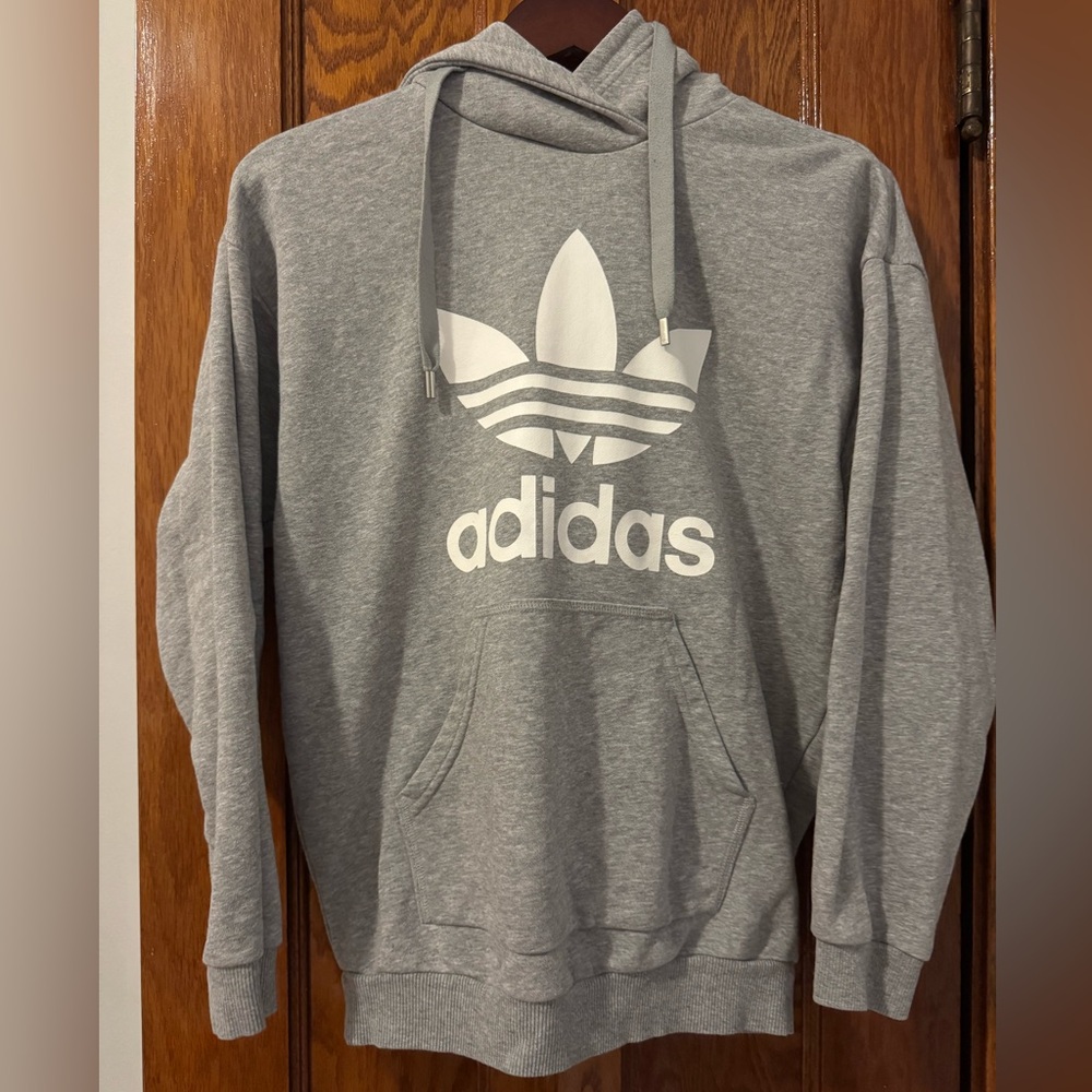 Adidas Gray Hoodie with White Logo